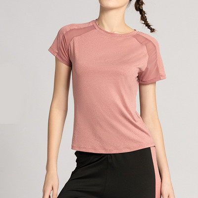 Jogas apģērbs sieviešu sporta zāle kail sajūta siets dzija ātrums sausas drēbes skriešana fitnesa īsās piedurknes T-krekls sporta un loisirs apģērbu tops