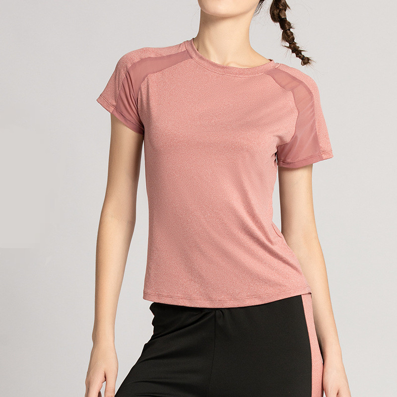 Jogas apģērbs sieviešu sporta zāle kail sajūta siets dzija ātrums sausas drēbes skriešana fitnesa īsās piedurknes T-krekls sporta un loisirs apģērbu tops