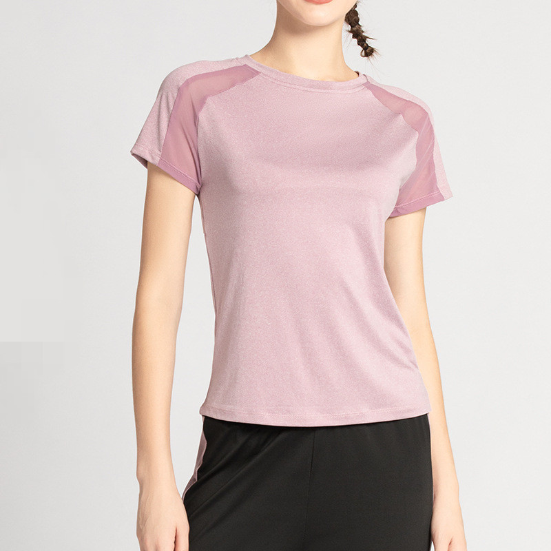 Jogas apģērbs sieviešu sporta zāle kail sajūta siets dzija ātrums sausas drēbes skriešana fitnesa īsās piedurknes T-krekls sporta un loisirs apģērbu tops
