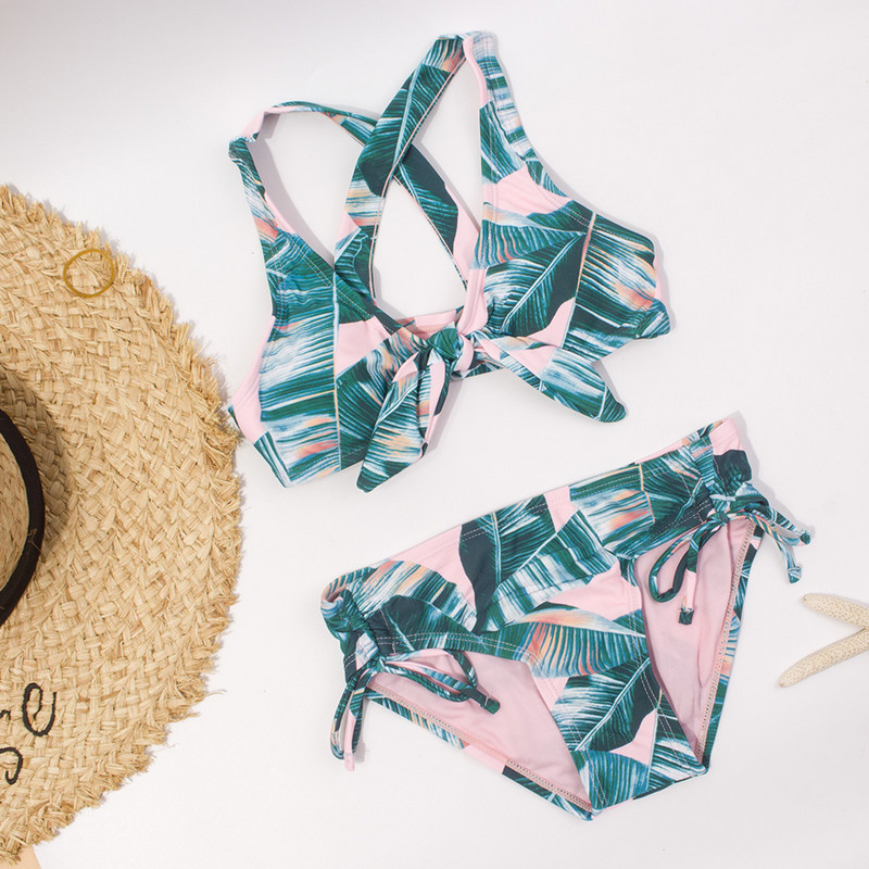 7-14 gadus vecu meiteņu peldkostīms, bērniem tropisks, divdaļīgs bērnu peldkostīms, krustnagliņa, meitenes bikini komplekts, meiteņu peldkostīms