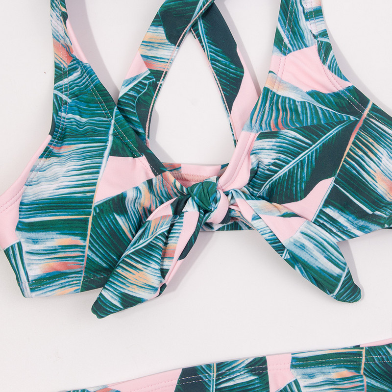 7-14 gadus vecu meiteņu peldkostīms, bērniem tropisks, divdaļīgs bērnu peldkostīms, krustnagliņa, meitenes bikini komplekts, meiteņu peldkostīms