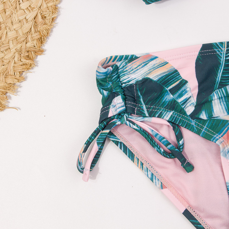 7-14 gadus vecu meiteņu peldkostīms, bērniem tropisks, divdaļīgs bērnu peldkostīms, krustnagliņa, meitenes bikini komplekts, meiteņu peldkostīms