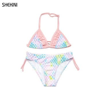 SHEKINI Μαγιό για κορίτσια Halter Triangle Bikini Cute Lace Print Two Piece Παιδικά μαγιό Παραλία Μαγιό Εφηβικό μπικίνι