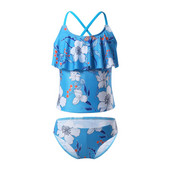 Laste tüdrukute ujumisriided, volangkaelus, lillemustriline Tankini ujumistrikoo Ujumisriided ujumisriided, põhjaga ujumisriided rannas ujumiskostüüm