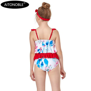 Aitonoble 2021 New Collection Kids Rash Guard Years 2-10 Girls Swimwear Teenagers 2 Pieces Diving Suit Rashguard for Girls