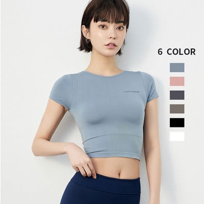 Sports Tight-fitting Stretch T-shirt Women Sports Fitness Top Yoga Wear Running Breathable Thin Short-sleeved Workout Tops