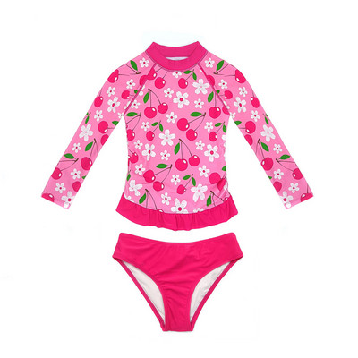 SHEKINI lány fodros szegélyű ruched felső UPF50+ hosszú ujjú tini fürdőruha bőrkiütésvédő kétrészes fürdőruhák tizenéves lányoknak bikini