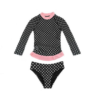 SHEKINI lány fodros szegélyű ruched felső UPF50+ hosszú ujjú tini fürdőruha bőrkiütésvédő kétrészes fürdőruhák tizenéves lányoknak bikini