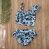 2021 Kids Baby Girl 2 τμχ Σετ μπικίνι Leopard Ruffle Ξεχωριστό Μαγιό Μαγιό Παραλία Καλοκαιρινό μαγιό για κορίτσια 6M-5T