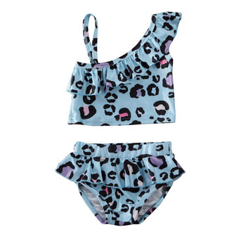 2021 Детски комплект бикини за момичета от 2 бр. Отделни бански костюми с леопардови волани Бански костюм Плажно облекло Летен бански костюм за момичета 6M-5T