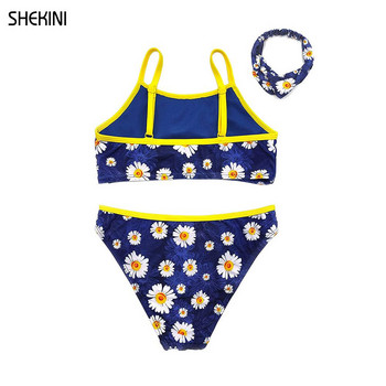 SHEKINI Γυναικεία μαγιό για εφήβους Χαριτωμένα βολάν Μαγιό Εφηβικά Σετ μπικίνι Leopard Printing Beach Swimwear Girl