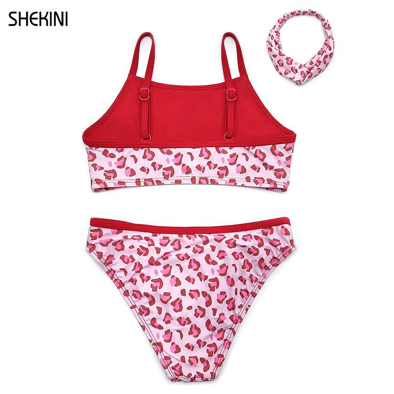 SHEKINI mergaičių dviejų dalių maudymosi kostiumėliai paaugliams mieli raukiniai maudymosi kostiumėliai paauglėms merginoms bikinio rinkinys leopardo raštais spausdinami paplūdimio maudymosi kostiumėliai mergaitei