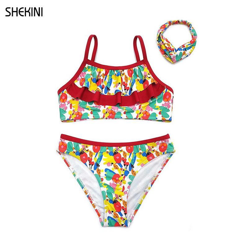 SHEKINI mergaičių dviejų dalių maudymosi kostiumėliai paaugliams mieli raukiniai maudymosi kostiumėliai paauglėms merginoms bikinio rinkinys leopardo raštais spausdinami paplūdimio maudymosi kostiumėliai mergaitei