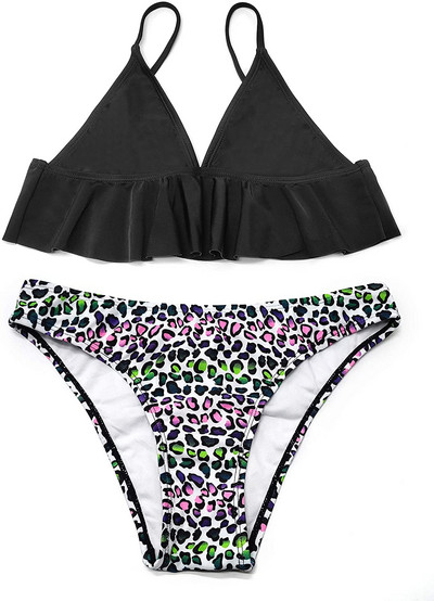 SHEKINI Girls Ruffle Flounce Triangle Bikini Print Bottom Παιδικά μαγιό για εφήβους Μαγιό για εφήβους Παιδικά μαγιό στην παραλία