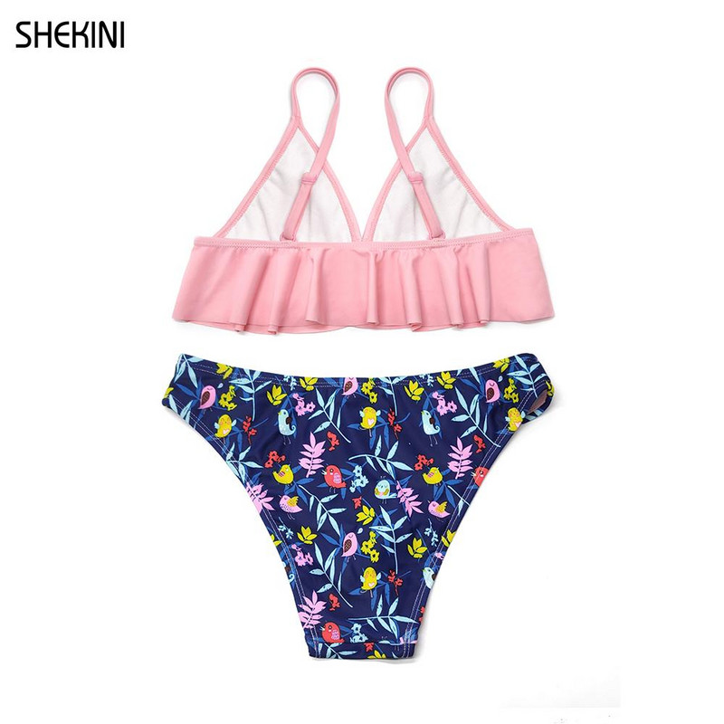 SHEKINI Girls Ruffle Flounce Triangle Bikini Print Bottom Παιδικά μαγιό για εφήβους Μαγιό για εφήβους Παιδικά μαγιό στην παραλία