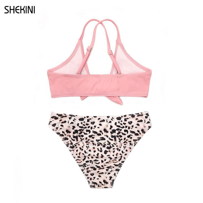 SHEKINI tüdrukute trükkimine ujumiskostüümid, lips, sõlm, ees Teismeliste tüdrukute bikiinide komplekt, kaheosalised, kaheosalised ujumisriided teismeliste rannarõivad