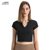 Mermaid Curve bordázott, okos, rövid ujjú jóga póló Mély V-nyakú sport Női Szabadtéri Sport Fitness póló Gym Crop Top