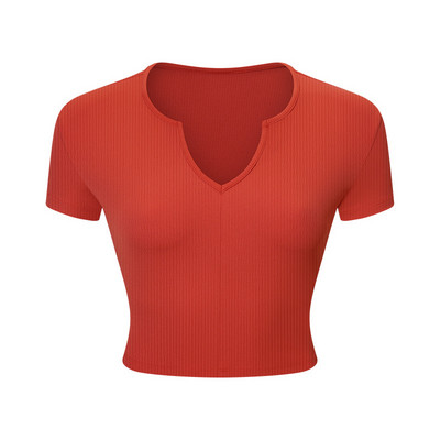 Mermaid Curve bordázott, okos, rövid ujjú jóga póló Mély V-nyakú sport Női Szabadtéri Sport Fitness póló Gym Crop Top