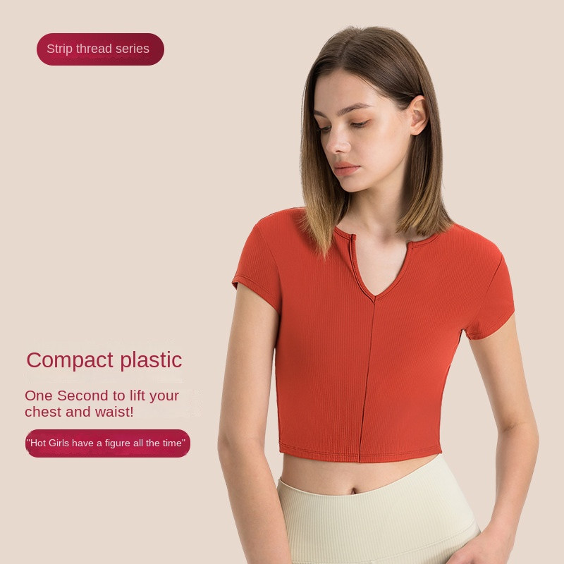 Mermaid Curve bordázott, okos, rövid ujjú jóga póló Mély V-nyakú sport Női Szabadtéri Sport Fitness póló Gym Crop Top