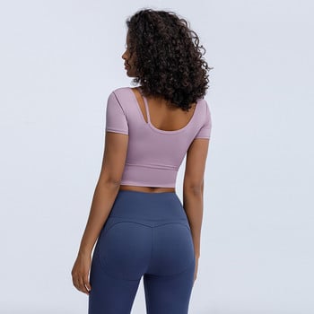 Фитнес облекло Дамски къси ръкави Beauty Back Sports Top Crop Are Thin Running T-Shirt Плътно прилепнала мрежа Червени дрехи за йога