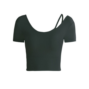 Фитнес облекло Дамски къси ръкави Beauty Back Sports Top Crop Are Thin Running T-Shirt Плътно прилепнала мрежа Червени дрехи за йога