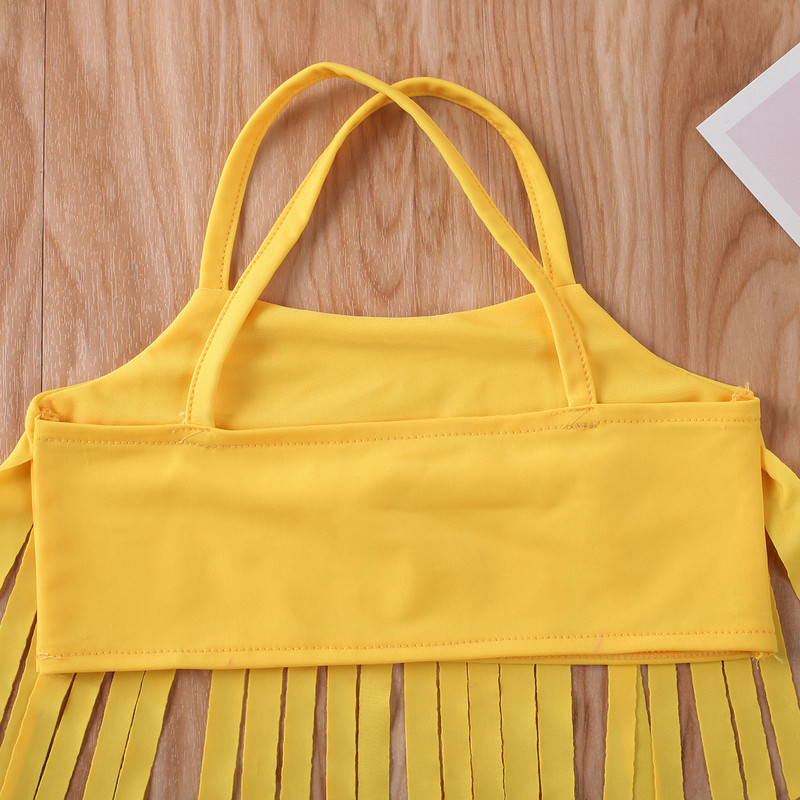 1-5 G Bikini komplekts maziem bērniem vienkrāsains pušķu apgriezts tops + banānu bikses ar augstu vidukli, 2 gab. dalīts peldkostīms vasaras peldkostīms