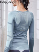 Hoip Jeeky sporta jogas topi ar garām piedurknēm sievietes skrien ātri žūstošs fitnesa apģērbs T-krekli Skaisti mugura Seksīgi jogas apģērbi