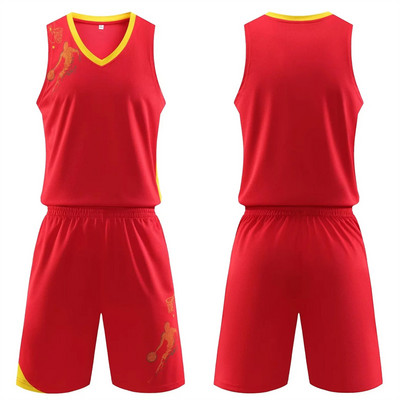 Egyszerű stílusú színes gyerekeknek felnőtt kosárlabda mezek, egyéni edzési játék pulóver, légáteresztő, bő, nagy méretű sportruházat szett