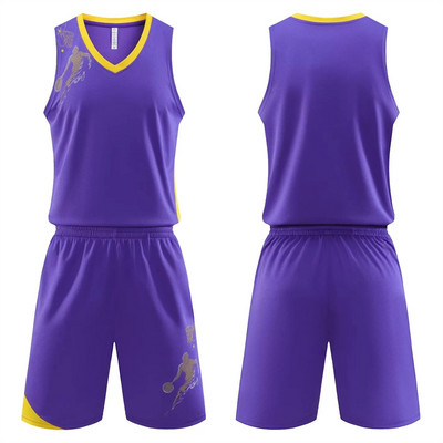 Egyszerű stílusú színes gyerekeknek felnőtt kosárlabda mezek, egyéni edzési játék pulóver, légáteresztő, bő, nagy méretű sportruházat szett