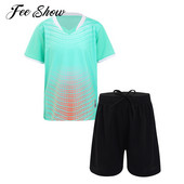 Bērniem zēniem ātri žūstoši sporta kostīmi skriešanas tērpi treniņtērps ar īsām piedurknēm T-krekls augšpusē+vidukļa vidū šorti Futbola komandas formas tērpi