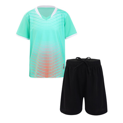 Bērniem zēniem ātri žūstoši sporta kostīmi skriešanas tērpi treniņtērps ar īsām piedurknēm T-krekls augšpusē+vidukļa vidū šorti Futbola komandas formas tērpi