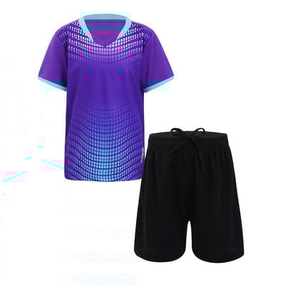 Bērniem zēniem ātri žūstoši sporta kostīmi skriešanas tērpi treniņtērps ar īsām piedurknēm T-krekls augšpusē+vidukļa vidū šorti Futbola komandas formas tērpi