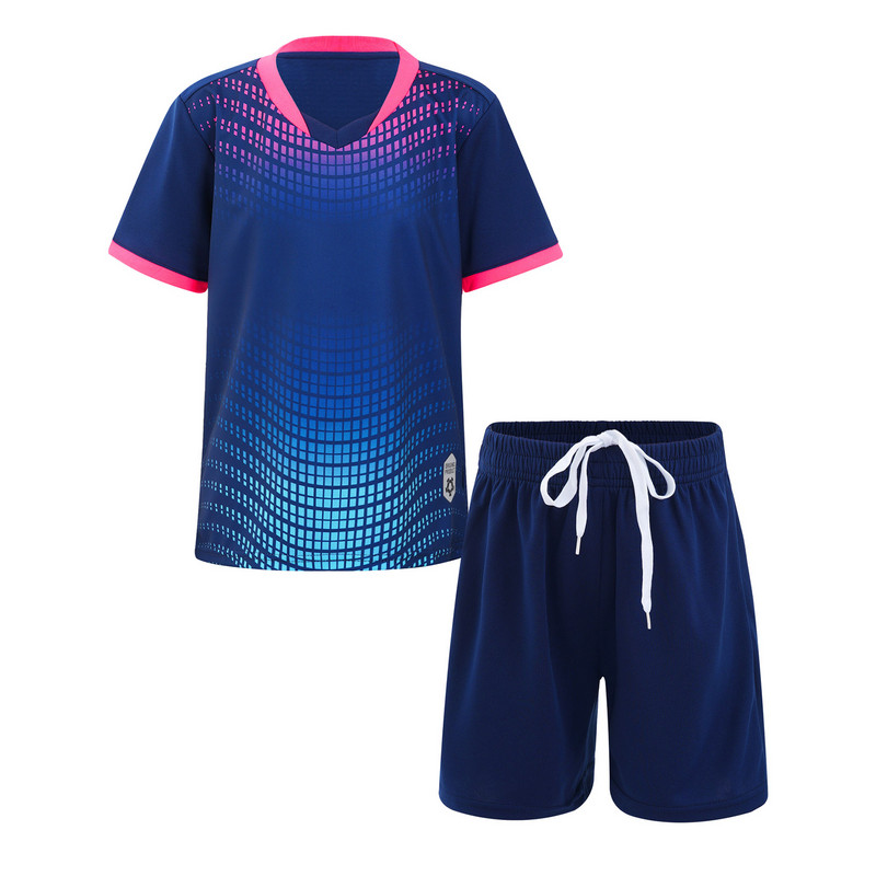Bērniem zēniem ātri žūstoši sporta kostīmi skriešanas tērpi treniņtērps ar īsām piedurknēm T-krekls augšpusē+vidukļa vidū šorti Futbola komandas formas tērpi