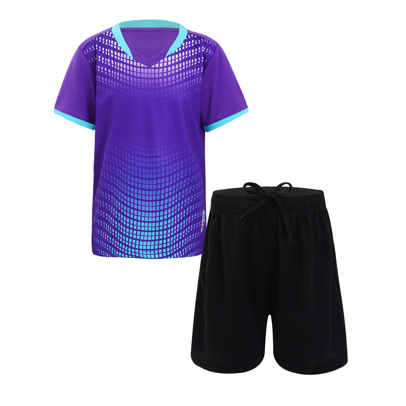 Bērniem zēniem ātri žūstoši sporta kostīmi skriešanas tērpi treniņtērps ar īsām piedurknēm T-krekls augšpusē+vidukļa vidū šorti Futbola komandas formas tērpi
