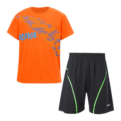 Vasaras 2gab Bērnu, zēnu ātri nožūstošs sporta tērps ar īsām piedurknēm T-kreklu un šortu komplekts futbols basketbols skriešanas sporta komplekts treniņtērps