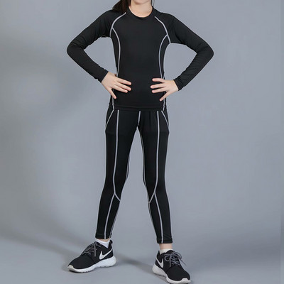 1 vaikiško kvėpuojančio kostiumo komplektai, terminis apatinis trikotažas Treniruočių kostiumas Krepšinio sportinės kelnės Pėdkelnės Marškinėliai Vaikiški drabužiai