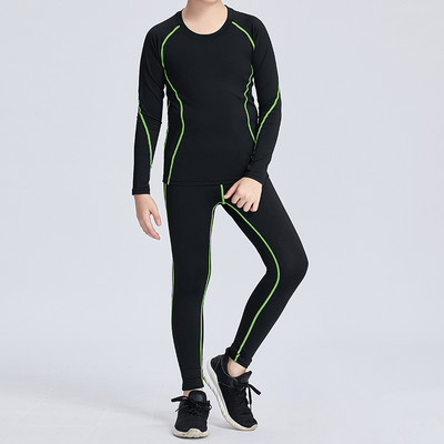 1 vaikiško kvėpuojančio kostiumo komplektai, terminis apatinis trikotažas Treniruočių kostiumas Krepšinio sportinės kelnės Pėdkelnės Marškinėliai Vaikiški drabužiai