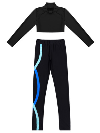2 τμχ Παιδικά αθλητικά σετ Μόδα για κορίτσια αθλητική φόρμα Crop + κολάν Παντελόνι Παιδικό μπαλέτο Γυμναστική ρούχα Αθλητικά ρούχα γιόγκα