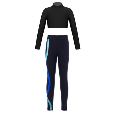 2tk Laste spordikomplektid Moodsad Tüdrukute dressid Crop Top + Retuusid Püksid Laste Ballett VõimlemisKostüümid Jooga Spordirõivad