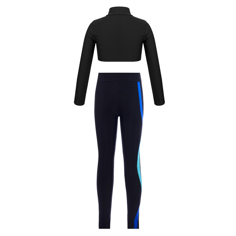 2Gb Bērnu sporta komplekti Modes Meiteņu Treniņtērps Crop Top + Legingi Bikses Bērnu Balets Vingrošanas Apģērbi Jogas Sporta apģērbi
