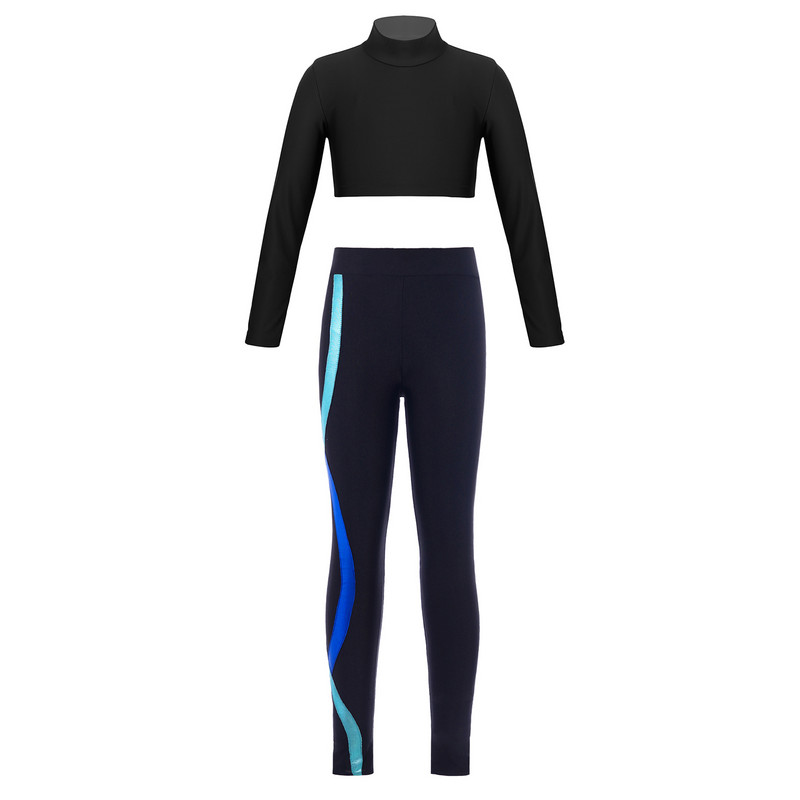 2Gb Bērnu sporta komplekti Modes Meiteņu Treniņtērps Crop Top + Legingi Bikses Bērnu Balets Vingrošanas Apģērbi Jogas Sporta apģērbi