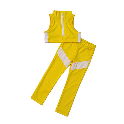 Mazu bērnu, bērnu, meiteņu sporta tērpi, ikdienas skriešanas tērpi, treniņtērpi, divdaļīgi, bez piedurknēm, apgriezti augšpuse, vidukļa bikses komplekti, sporta apģērbi