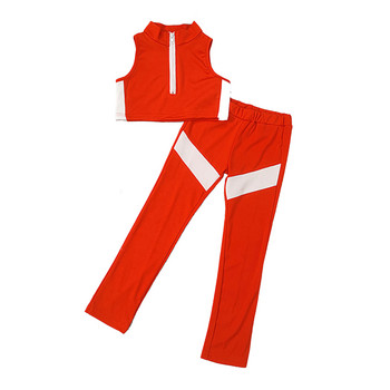 Μόδα Παιδικά Αθλητικά Σετ Παιδικά Κοριτσίστικα Κοστούμια για τρέξιμο Αθλητικά ρούχα casual αμάνικα Crop Top Mid Waist Παντελόνι Αθλητικά