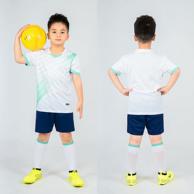 Futball egyenruha gyerekeknek Fiúk Lányok Gyerekek Egyedi sport edzéskészletek Futball Ruhák Tréningruha Rövid ujjú Jersey Shorts