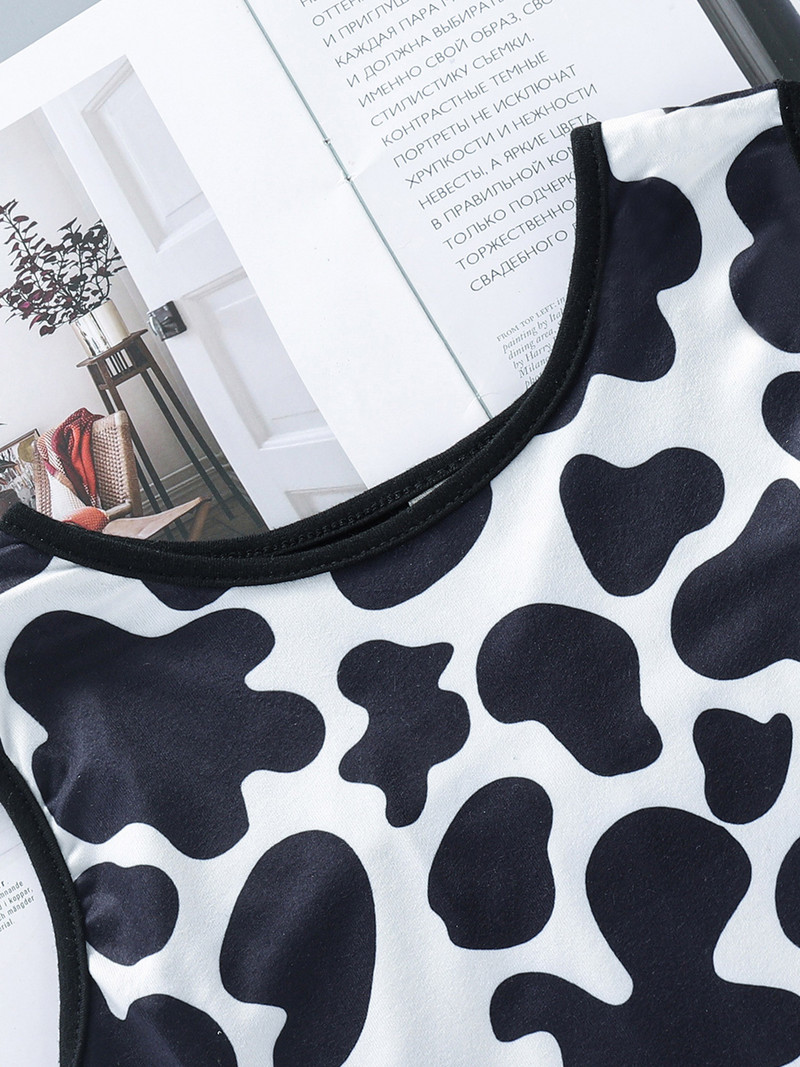 Modes, bērnu zēnu, govju raksta apdrukas tērpi, treniņtērps bez piedurknēm T-krekls, veste, šorti, bērnu ikdienas uzvalki, mājas apģērbi