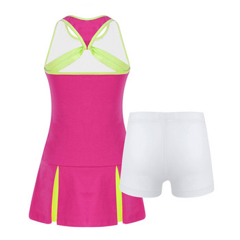 Καλοκαιρινό νήπιο κορίτσι Strechy αθλητικό σορτς για τρέξιμο στολή γυμναστικής τένις μπάντμιντον αθλητικά σετ φορέματα αμάνικα με ανοιχτή πλάτη Αθλητικά ρούχα