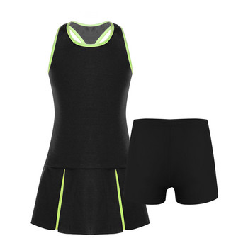 Καλοκαιρινό νήπιο κορίτσι Strechy αθλητικό σορτς για τρέξιμο στολή γυμναστικής τένις μπάντμιντον αθλητικά σετ φορέματα αμάνικα με ανοιχτή πλάτη Αθλητικά ρούχα