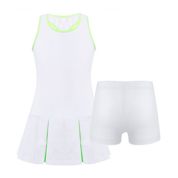 Летни разтегливи спортни къси панталони за момичета, тенис, бадминтон, комплекти спортни рокли без ръкави Спортно облекло с отворен гръб