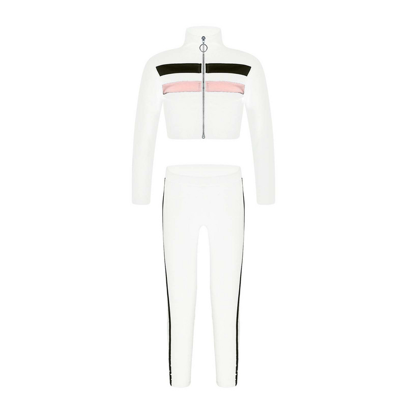 Divdaļīgi Treniņtērpi Treniņa tērpi Apģērbi Bērni Meitenes Sporta Kostīmi Sporta zāle Sporta apģērbs Statīvs Apkakles Rāvējslēdzējs Topi un Bikses Sporta Komplekts