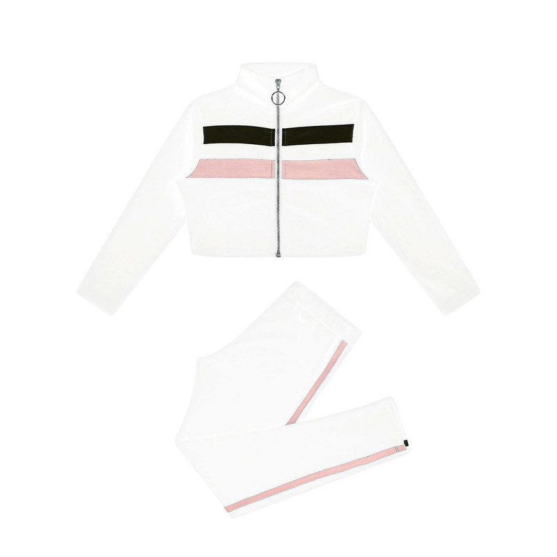 Divdaļīgi Treniņtērpi Treniņa tērpi Apģērbi Bērni Meitenes Sporta Kostīmi Sporta zāle Sporta apģērbs Statīvs Apkakles Rāvējslēdzējs Topi un Bikses Sporta Komplekts